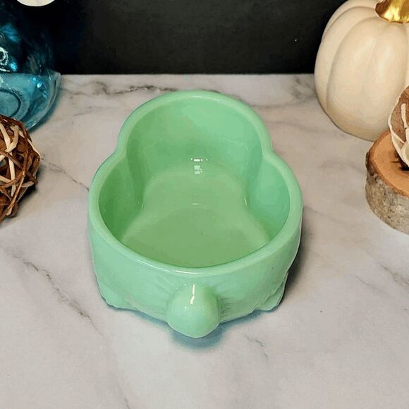 Jadeite Covered Glass Bunny - Adorable Easter Decor - Picture 4 of 6